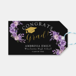 Persoonlijke bloemrijke stijlvolle afstudeercongra cadeaulabel