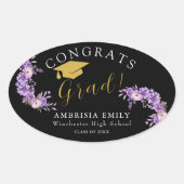 Persoonlijke bloemrijke stijlvolle afstudeercongra ovale sticker (Voorkant)