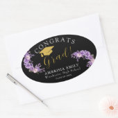 Persoonlijke bloemrijke stijlvolle afstudeercongra ovale sticker (Envelop)