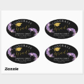 Persoonlijke bloemrijke stijlvolle afstudeercongra ovale sticker (Vel)