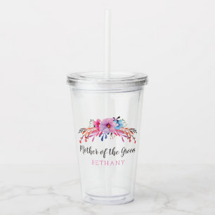 Persoonlijke bloemstuk voor de moeder van de bruid acryl drinkbeker