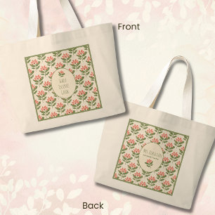 Persoonlijke bloemtas voor leraren met eigen naam grote tote bag