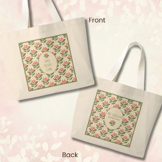 Persoonlijke bloemtas voor leraren met eigen naam  grote tote bag