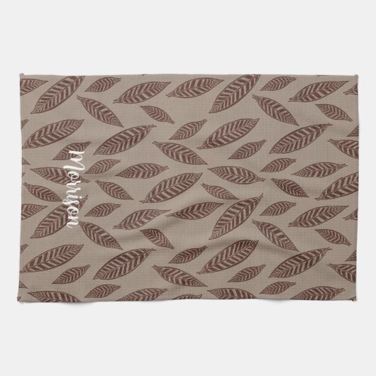 Persoonlijke Blokdruk Bladeren Keuken Theedoek (Horizontaal)