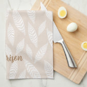 Persoonlijke Blokprint Bladeren Keuken Theedoek (Quarter Fold)