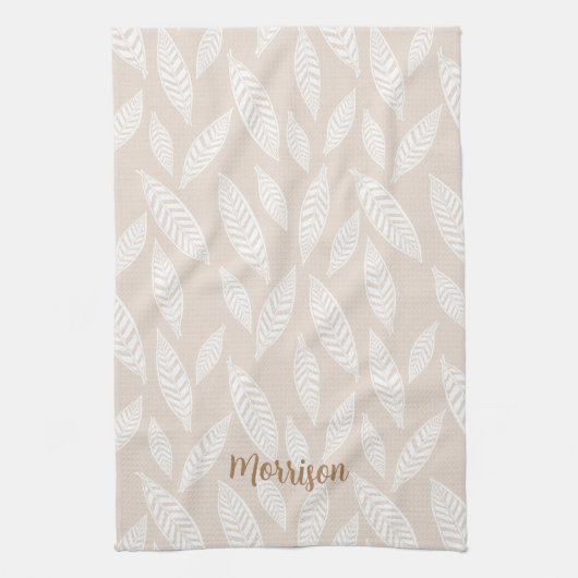 Persoonlijke Blokprint Bladeren Keuken Theedoek (Verticaal)