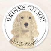 Persoonlijke Blonde Bruine Cocker Spaniel Hond Tro Ronde Kartonnen Onderzetter (Voorkant)