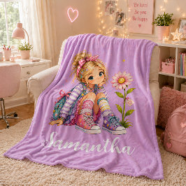 Persoonlijke blonde meisjesnaam fleece deken