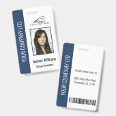 Persoonlijke Blue Corporate Employee Security ID Badge (Front & Back)