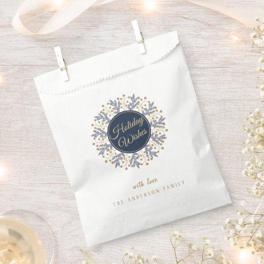 Persoonlijke Blue Floral-kerstvakantiewensen Bedankzakje (Geknipt)