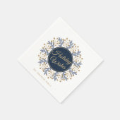 Persoonlijke Blue Floral-kerstvakantiewensen Servet (Hoek)