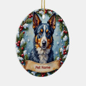 Persoonlijke Blue Heeler Kerstmis Keramisch Ornament (Rechts)