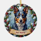 Persoonlijke Blue Heeler Kerstmis Keramisch Ornament (Voorkant)