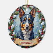 Persoonlijke Blue Heeler Kerstmis Keramisch Ornament (Links)