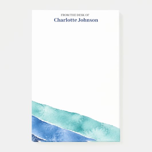 Persoonlijke Blue Ocean Watercolor Schrijfwaren Post-it® Notes (Voorkant)