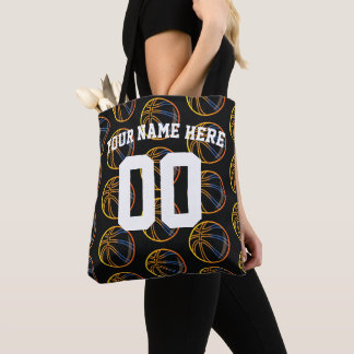 Persoonlijke Blue Oranje Yellow Basketball Sports Tote Bag