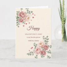 Persoonlijke Blush Bloemen Valentijnsdagkaart