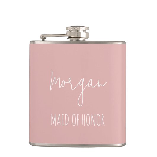 Persoonlijke Blush Bruidsfeest Cadeau Vrouwen Heupfles (Voorkant)