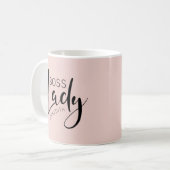 Persoonlijke Blush Pink Boss Lady Logo Koffiemok (Voorkant links)
