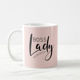 Persoonlijke Blush Pink Boss Lady Logo Koffiemok