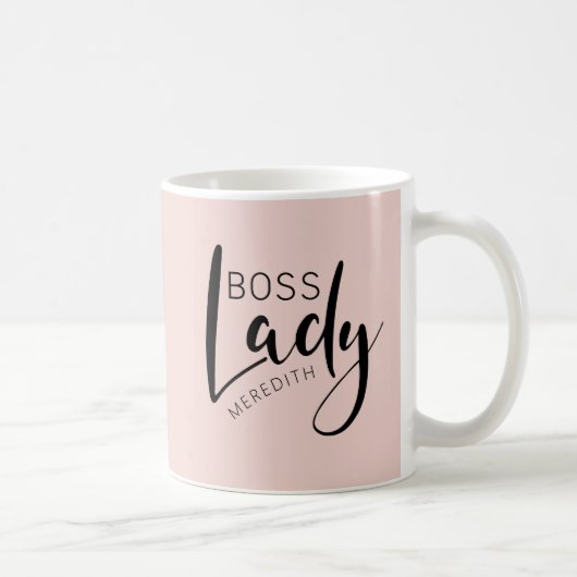 Persoonlijke Blush Pink Boss Lady Logo Koffiemok (Rechts)