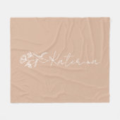 Persoonlijke Blush Pink Floral Name Fleece Deken (Voorkant (Horizontaal))