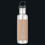 Persoonlijke Blush Pink Floral Name Waterfles<br><div class="desc">Deze waterfles is voorzien van een prachtig floreel ontwerp en uw gekozen naam en biedt voor elke gelegenheid een prachtig gepersonaliseerd drinkware cadeau!</div>