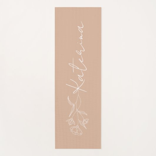 Persoonlijke Blush Pink Floral Name Yogamat (Voorkant)