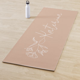 Persoonlijke Blush Pink Floral Name Yogamat