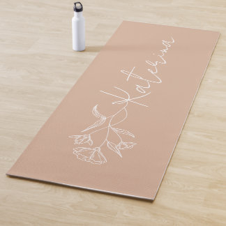 Persoonlijke Blush Pink Floral Name Yogamat