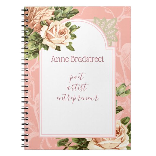Persoonlijke Blush Roos Journaling Notitieboek (Voorkant)