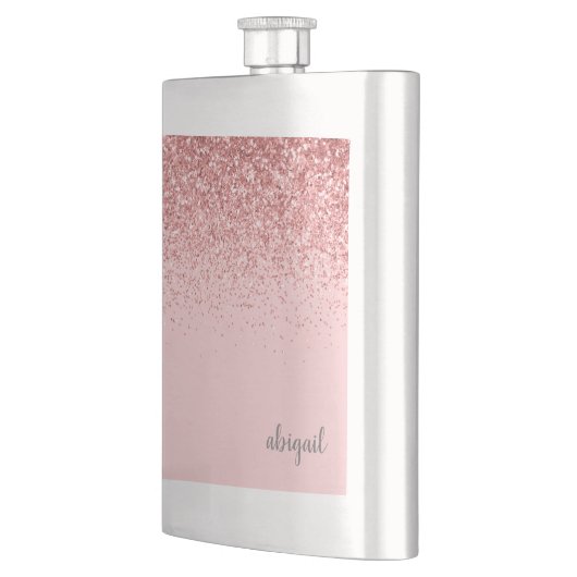 Persoonlijke Blush Roze Glitter Monogram Naam Flacon (Links)