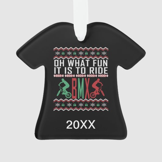Persoonlijke BMX Rider Ugly KerstSweater Ornament (achterkant)