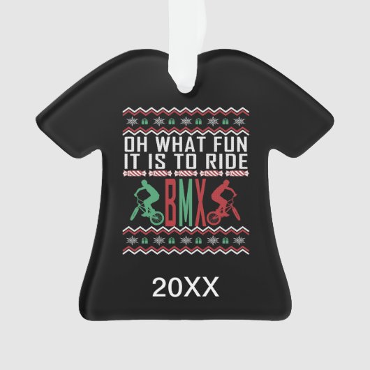 Persoonlijke BMX Rider Ugly KerstSweater Ornament (voorkant)