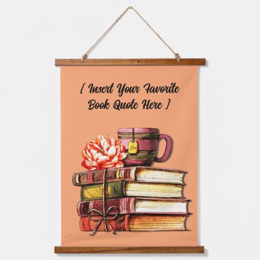 Persoonlijke boeken en theezakjes hangend wandkleed (Voorkant)