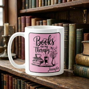 Persoonlijke boeken zijn mijn therapie Boekenwurme Koffiemok