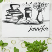 Persoonlijke boeken zijn mijn therapie Boekenwurme Theedoek (Gevouwen)
