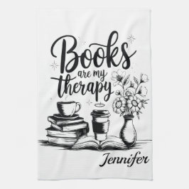 Persoonlijke boeken zijn mijn therapie Boekenwurme Theedoek