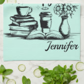 Persoonlijke boeken zijn mijn therapie Boekenwurme Theedoek (Gevouwen)