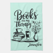 Persoonlijke boeken zijn mijn therapie Boekenwurme Theedoek (Verticaal)