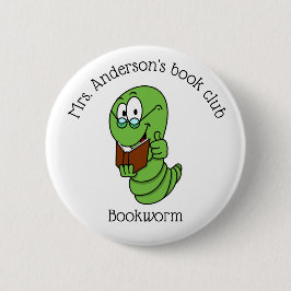 Persoonlijke Boekenclub Boekenwurm Ronde Button 5,7 Cm