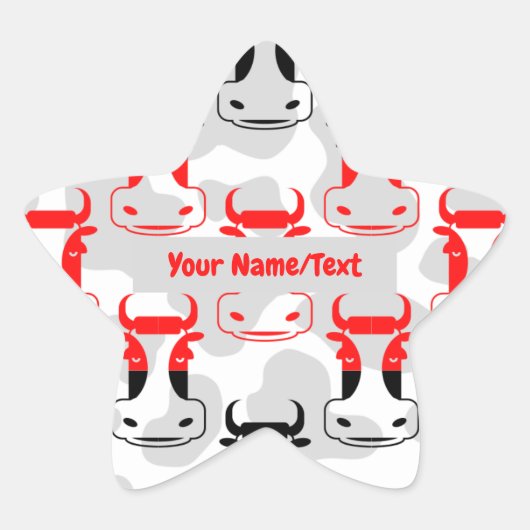 Persoonlijke Boekplaat Grappige Chagrijnige Koeien Ster Sticker (Voorkant)