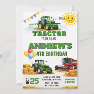 Persoonlijke boerderijtractor verjaardagsfeestje kaart