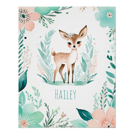Persoonlijke Boho Baby Poster - Fawn Design (Voorkant)