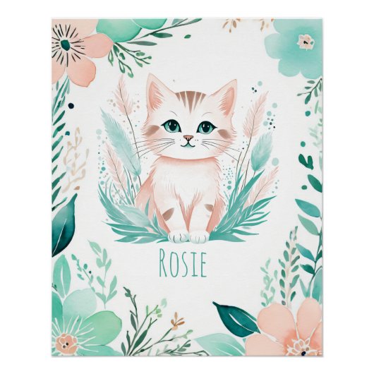 Persoonlijke Boho Baby Poster - Kitten Ontwerp (Voorkant)