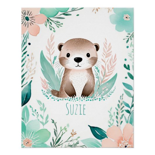 Persoonlijke Boho Baby Poster - Otter Ontwerp (Voorkant)