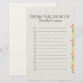 Persoonlijke Boho Bloem voor Onderwijsassistent No Briefpapier (Voorkant / Achterkant)
