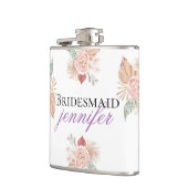 Persoonlijke Boho Bloemhart Wit Heupfles (Links)