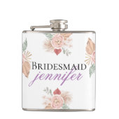 Persoonlijke Boho Bloemhart Wit Heupfles (Voorkant)