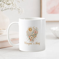 Persoonlijke Boho Bloemhart Zon Maan Mok